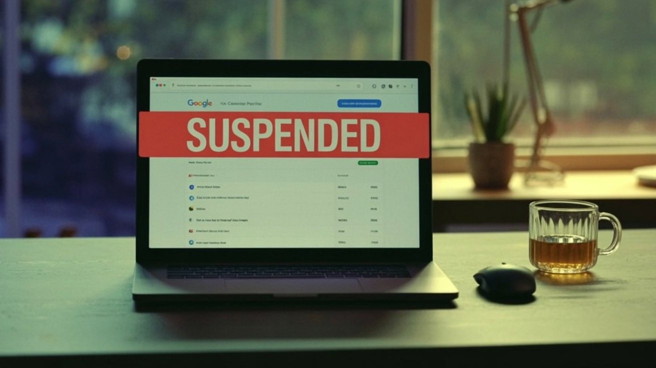 the laptop screen displays a google busi 9izk4esoskifcj vd2agcg fnewhiwxreyilvvhitdybq